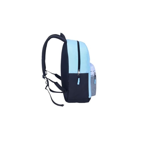 بوز شنطة ظهر17"مع مقلمية ازرق بجيب رمادي