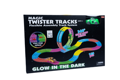 مجموعة مضمار السباق المضيء 188 قطعة مع سيارة، قطع...