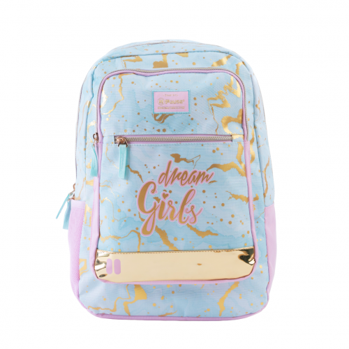 بوز شنطة ظهر أنيقة للطلاب مقاس 17.5 بوصة ، جيب رئي...