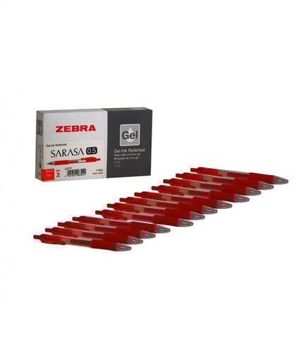 زيبرا- ساراسا 0.5 باكيت أقلام جيل لون أحمر- 12 قلم