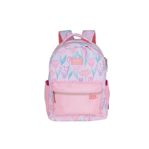 بوز شنطة ظهر17"مع مقلمية ورود وردي