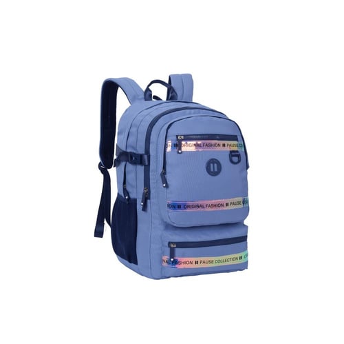 بوز شنطةظهر18" رمادي ثلاث خطوط ومقلمية