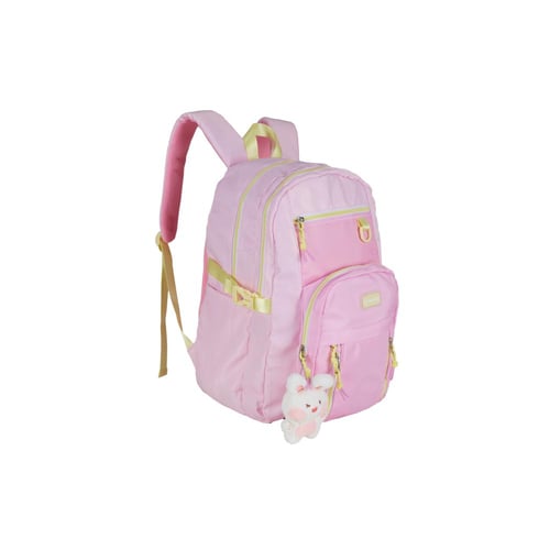 بوز شنطةظهر18"مع جيب وردي ومقلمية