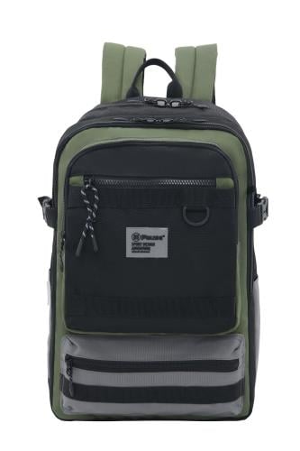 بوز شنطة ظهر18" مع مقلمية اخضر ورمادي