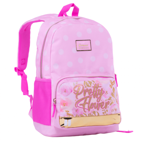 بوز شنطة ظهر بطبعات ورود للطلاب مقاس 17 بوصة ، جيب...