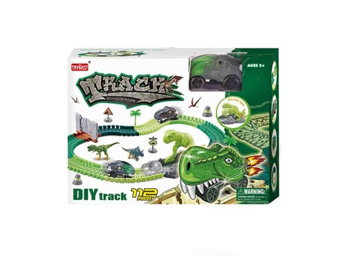 مجموعة مضمار سباق ديناصور 112 قطعة مع سيارة، طول ا...