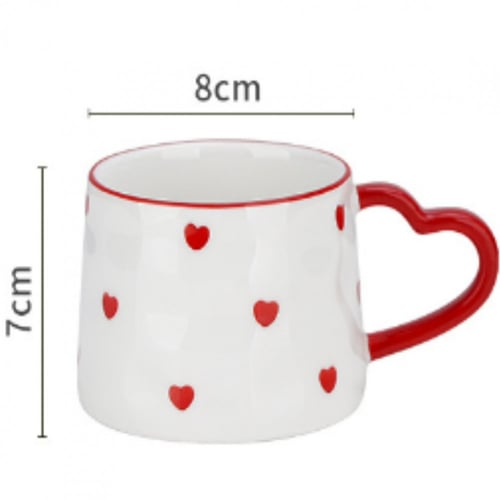 كوب سيراميك القلوب الحمراء