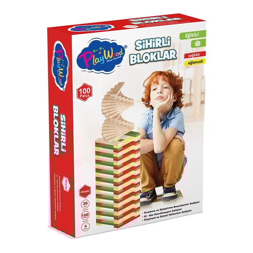 قطع خشبية ملونة (100 قطعة)