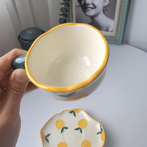 كوب سيراميك صيفي بطبعات البرتقال