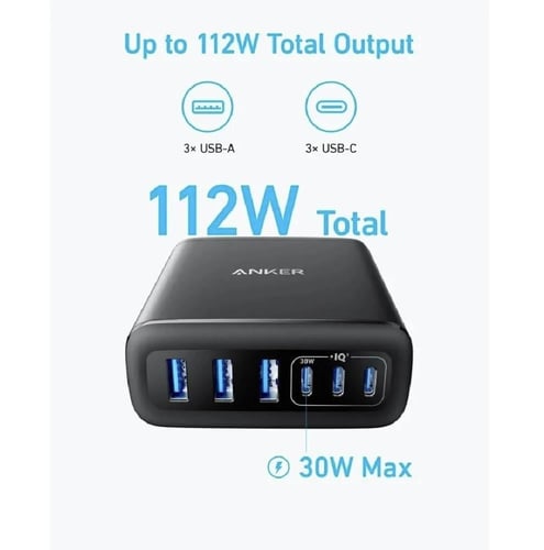 انكر - منصة شحن بقوة 112 واط ثلاث منافذ يو اس بي و...