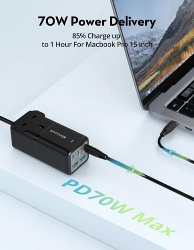 راف باور - منصة شحن بـ3 منافذ تايب سي و منفذين يو...