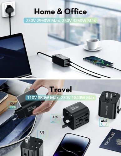 راف باور - منصة شحن بـ3 منافذ تايب سي و منفذين يو...