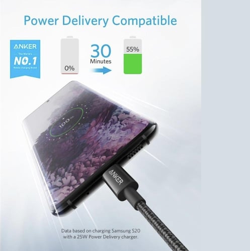 سلك انكر - تايب سي الى تايب سي بطول 1.8 متر - اسود