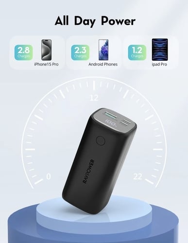 راف باور بسعة 14000 ملي امبير بقوة 30 واط بمنفذين...