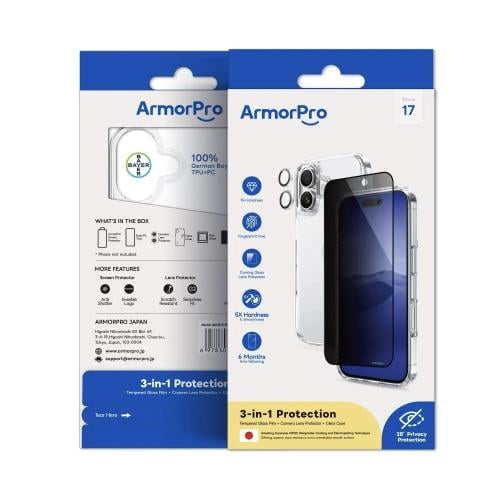 بكج ArmorPro ثلاثة في واحد ( كفر حماية شفاف + حماي...