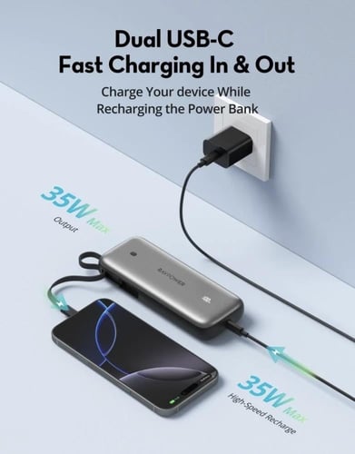 راف باور بقوة 35 واط بسعة 20000 ملي امبير مع سلك م...