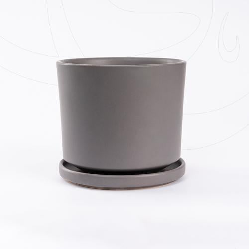 مركن سيراميك رمادي مع صحن