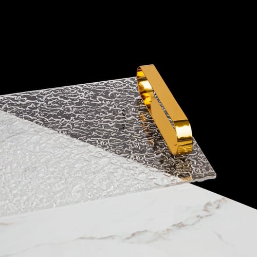 صينية تقديم أكريليك بمقبض ذهبي