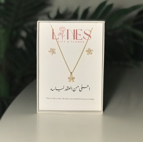 طقم سلسلة وحلق ( وردة )