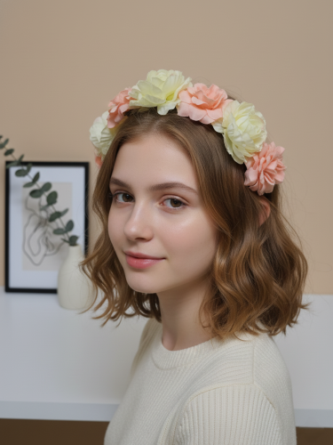 طوق ورد باللونين السكري والوردي