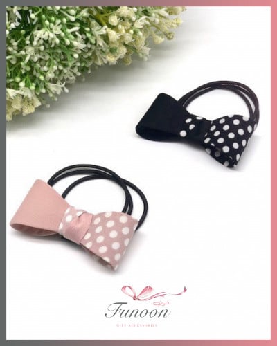 ربطة فيونكة منقط و سادة بلونين