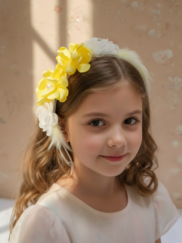 طوق من الورد الأصفر الصريح واللؤلؤ