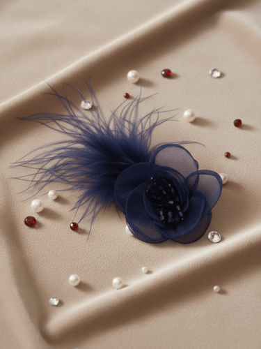 مشبك شعر بالكرستال والريش