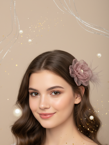 مشبك شعر بتصميم الورد والريش