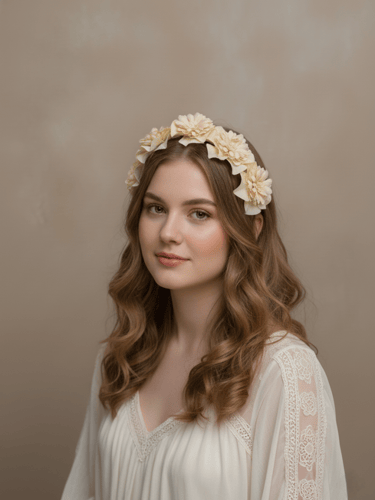 طوق ورد مصمم يدوياً باللون المشمشي