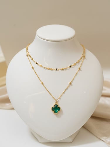 سلسلة زهرة الحظ المزدوجة أخضر