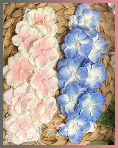 مجموعة ربطات شعر ورود اصطناعيّة باللونين الوردي وا...