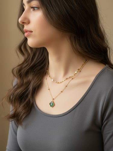 سلسلة زهرة الحظ المزدوجة أخضر