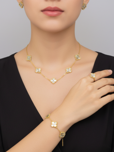 طقم زهرة الحظ ميكس ذهبي وفضي