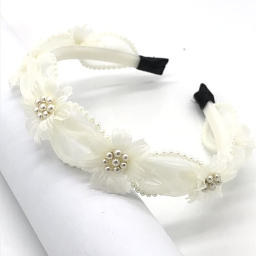 طوق شعر مميز مزين باللؤلؤ والورد