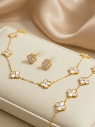 طقم زهرة الحظ ميكس ذهبي وفضي