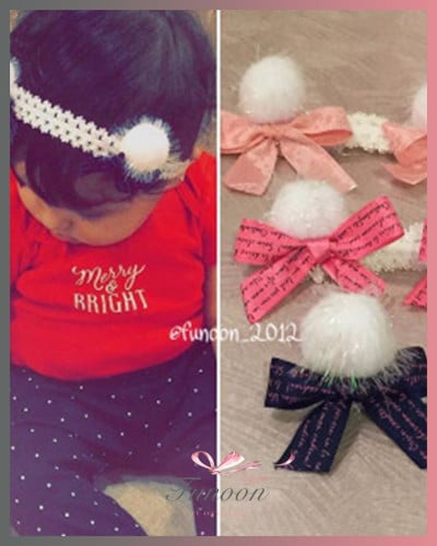 ربطة قماش بشكل فيونكة وكرة فرو