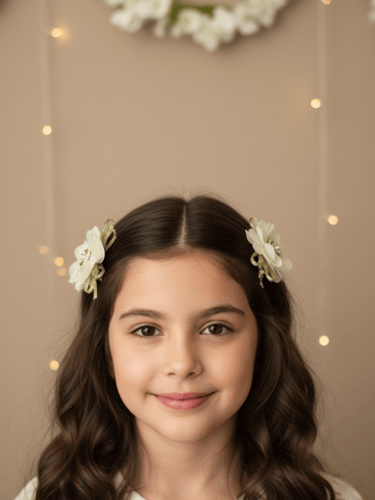 زوج من مشبك الشعر باللون السكري والذهبي