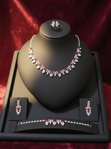 طقم ألماسي بالأحجار الحمراء