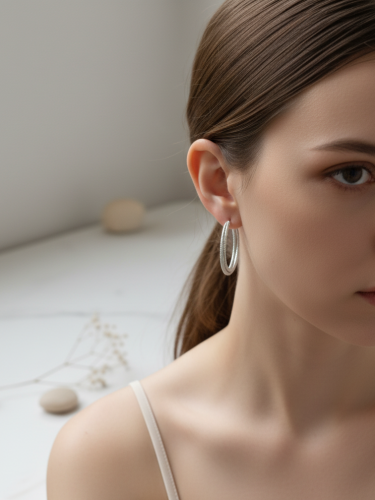 اقراط حلقية فضي