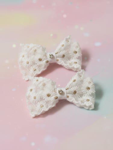 زوج من مشبك الشعر على شكل فيونكة