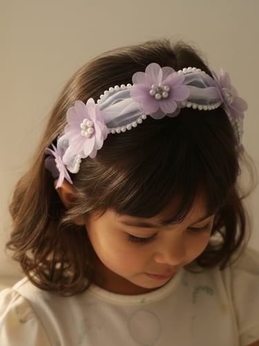 طوق شعر مميز مزين باللؤلؤ والورد