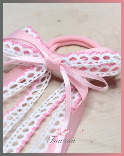 بنسة فيونكة مزدوجة وردي و ابيض