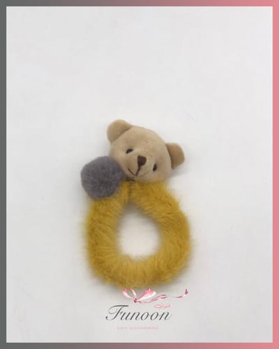 ربطة شعر فرو رأس دبدوب صغير