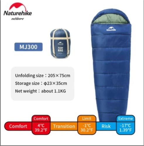 كيس نوم قطني NATUREHIKE MJ300 ازرق