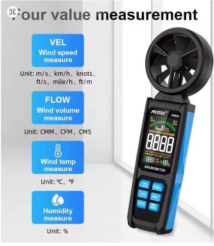 مقياس شدة الرياح الرقمي المحمول باليد