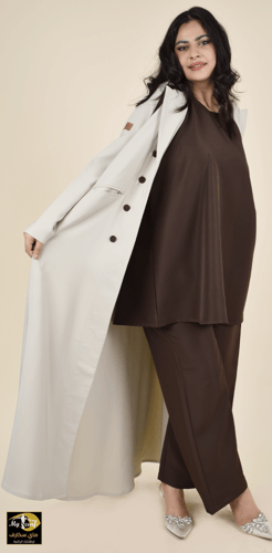 طقم عباية للسفر والدوام من 4 قطع بيج طقم داخلي بني...