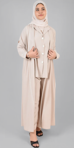 طقم سفر عباية للسفر والدوام من 4 قطع لون بيج