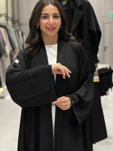 عبايه قماش انترنت هاري كرستال اسود