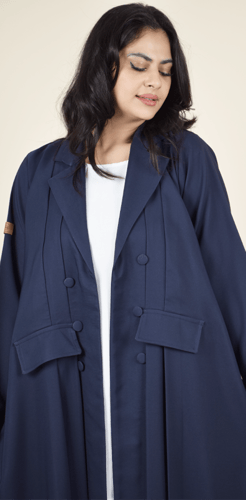 طقم عباية سفر والدوام من 4 قطع لون كحلي