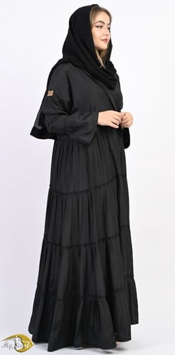 عباية ماي سكارف حباكه كلوش طبقات لون أسود إطلالة أ...